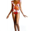 Pelliguen Silk African Print V-Neck Swimsuit