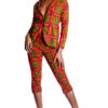 African Print Suit, Two Button Notch Lapel Jacket With Ankle High Trousers