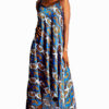 Mikoko Square Neck Silk African Print A-Line Dress