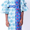 African Print Layered Sleeve Sheath Dress