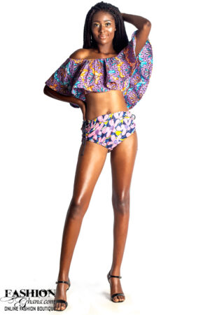 Pelliguen Fold-Over Front Bardot Top 2 Piece Swimwear